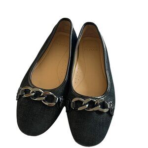 Donald Pliner Raya Womens Flats Size 8 Black Round Toe Ballet Chunky Chain Link